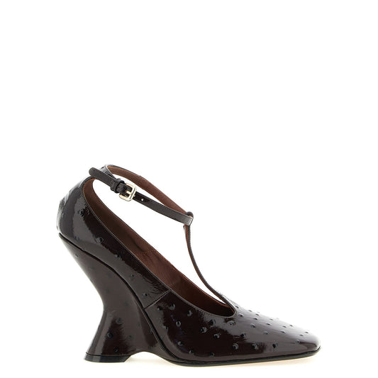 Dries Van Noten Bordeaux Calfskin Wedge Sandals