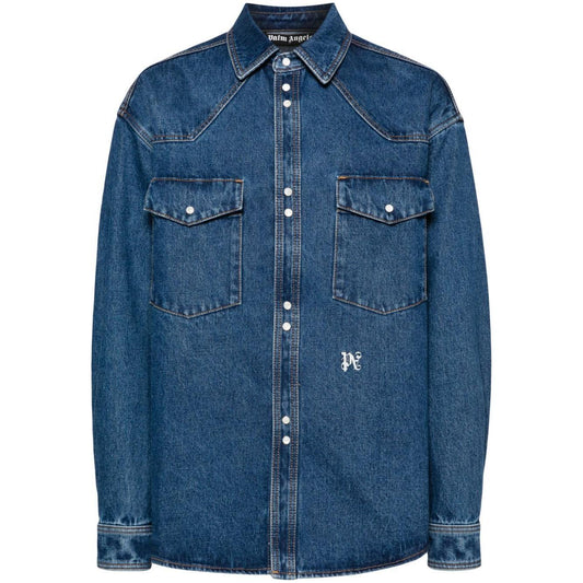Palm Angels Shirts Blue PMYD023R24DEN0024001