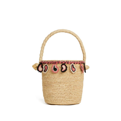 Alanui paisley-appliqué raffia basket bag Shoulder