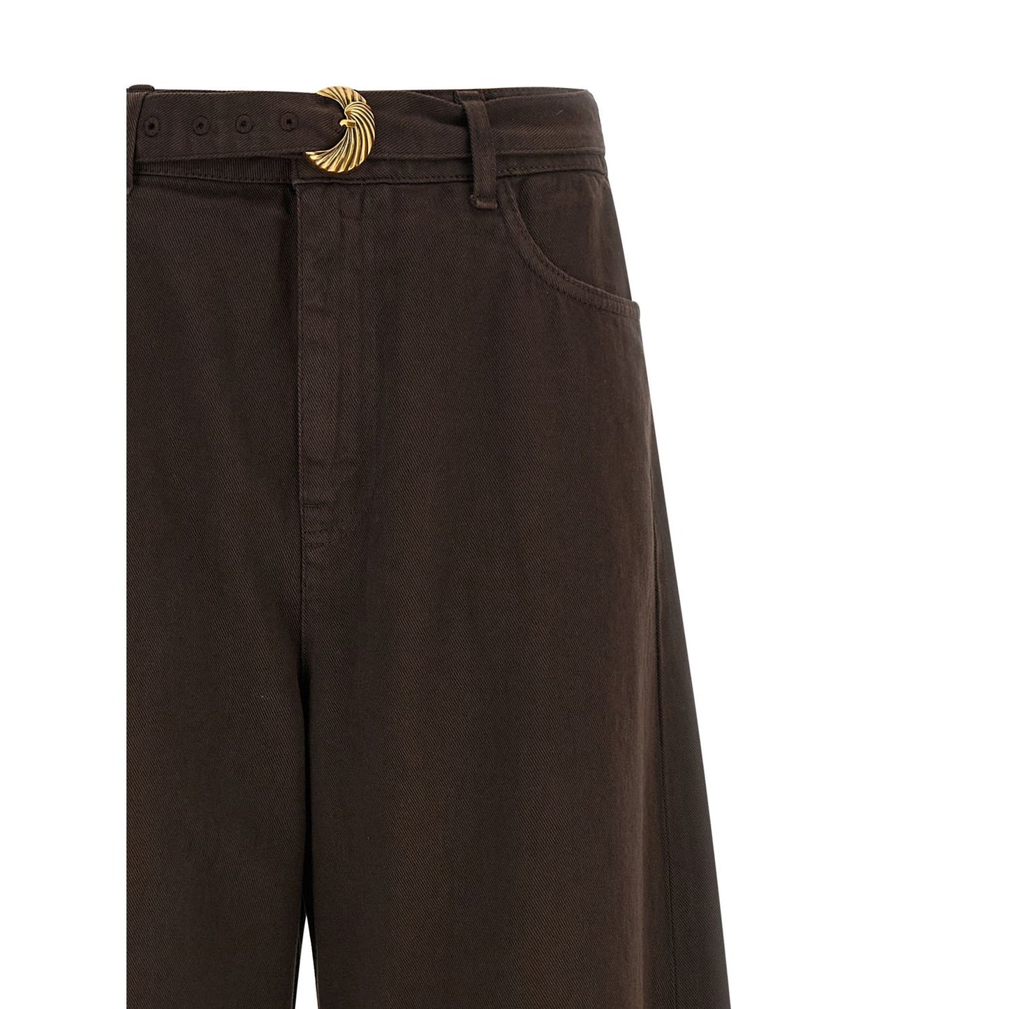 Twinset Brown Cotton High-Waisted Jean
