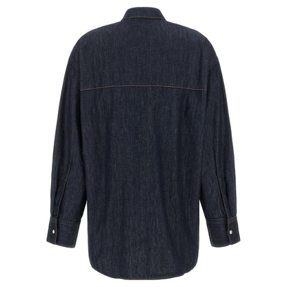 Khaite Blue Cotton Blouse