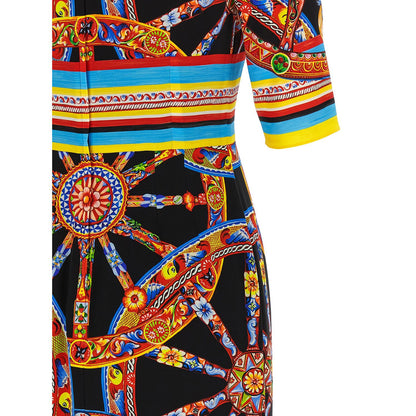 Dolce & Gabbana Multicolor Silk Midi Dress