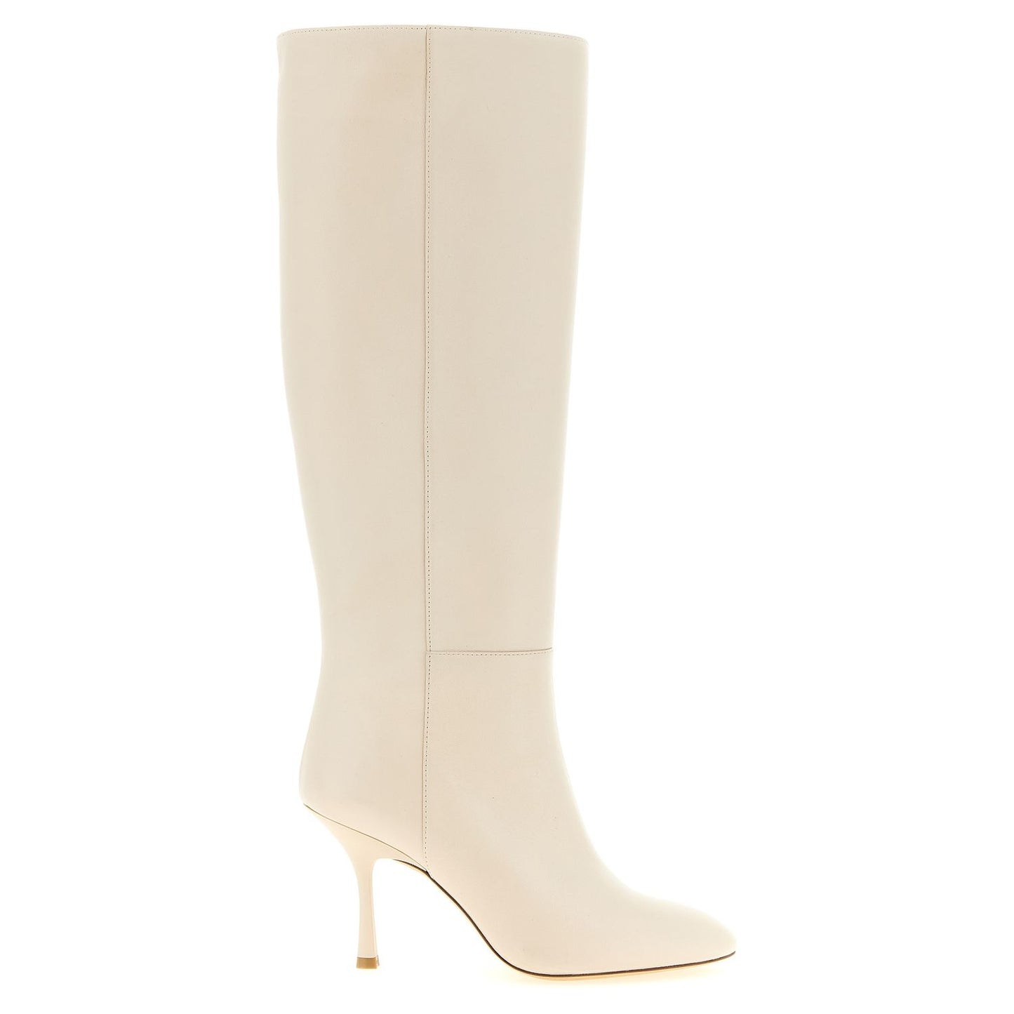 Stuart Weitzman White Lamb Leather Over The Knee