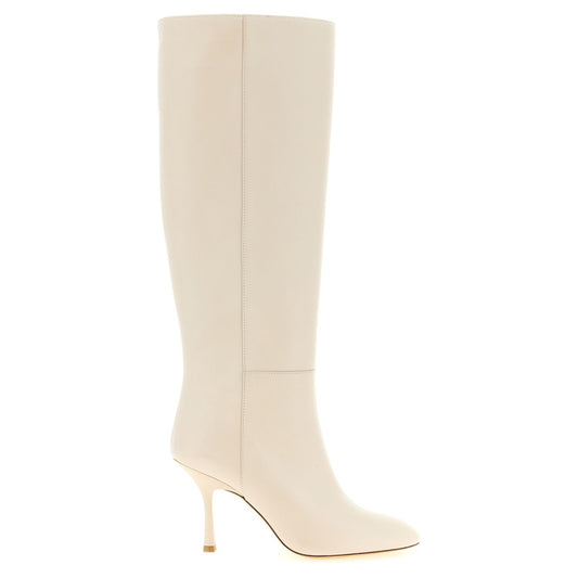 Stuart Weitzman White Lamb Leather Over The Knee