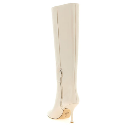 Stuart Weitzman White Lamb Leather Over The Knee