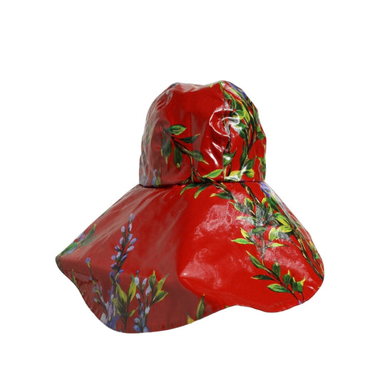 Dolce & Gabbana Glossy Red Floral Wide Brim Bucket Capello Hat