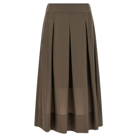 Peserico Brown Lycra Midi Skirt