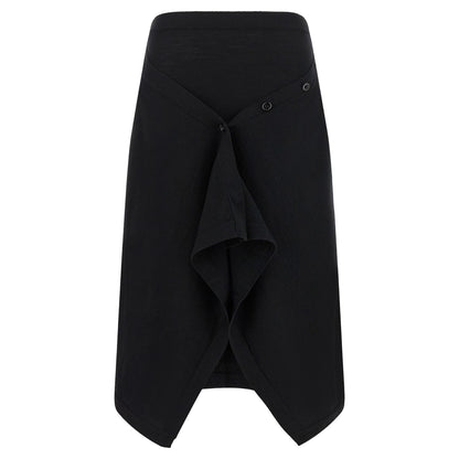 Lemaire Black Wool Midi Skirt