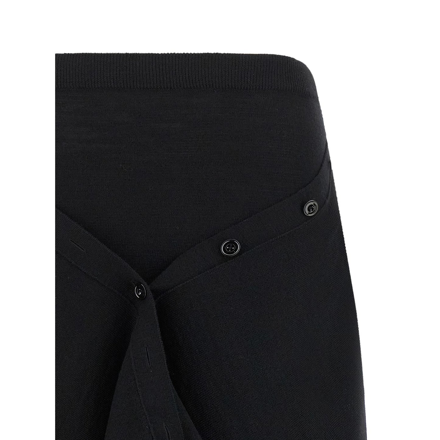Lemaire Black Wool Midi Skirt