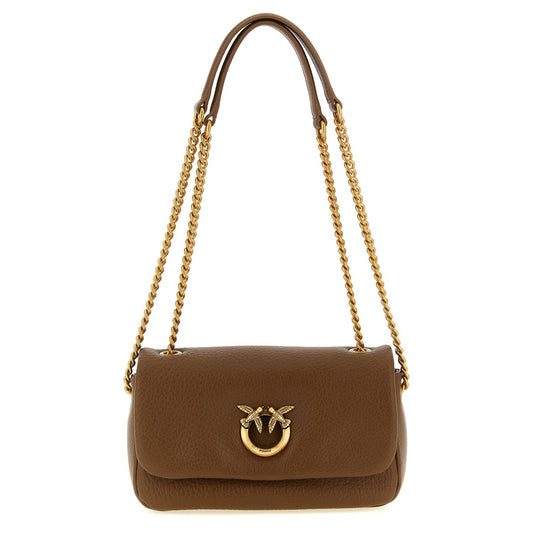 PINKO Brown Lamb Leather Shoulder Bag