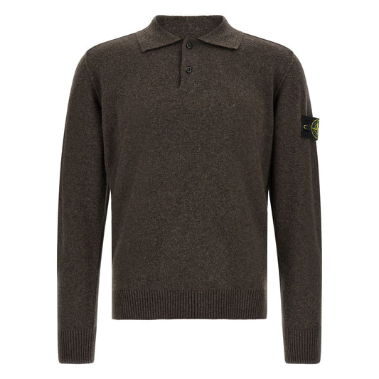 Stone Island Brown Virgin Wool Polo Shirt
