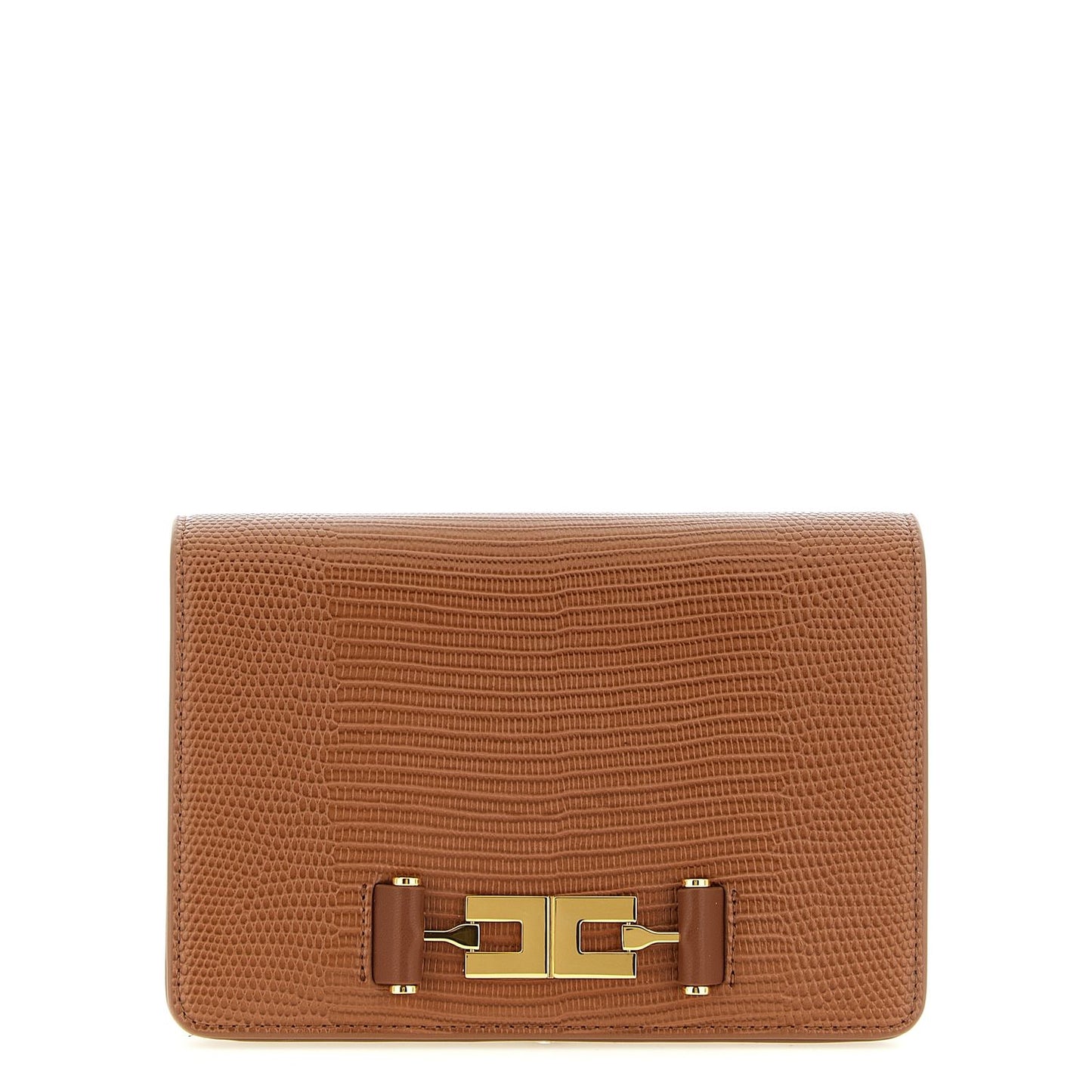 Elisabetta Franchi Brown Polyester Clutch Bag