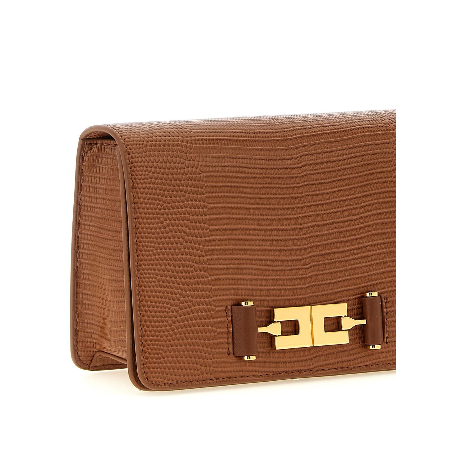Elisabetta Franchi Brown Polyester Clutch Bag