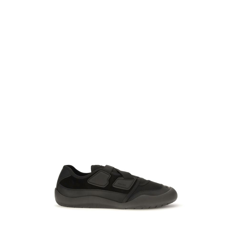 Prada Black Calf Leather Bos Taurus Athletic Sneakers