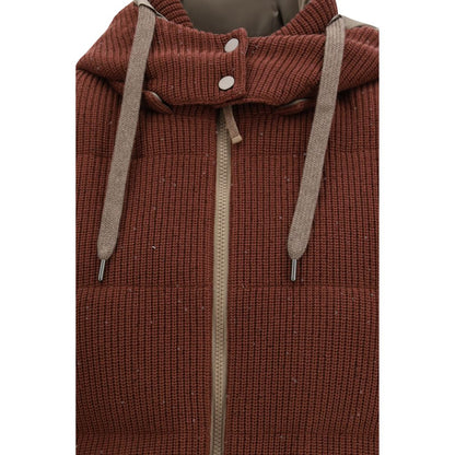 Brunello Cucinelli Brown Cotton Sleeveless Jacket