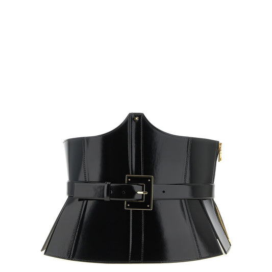 Elisabetta Franchi Black Leather High-Waist Belt