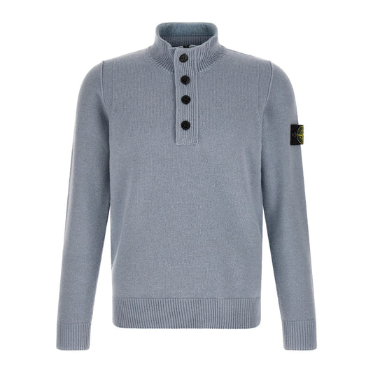 Stone Island Blue Virgin Wool Cardigan
