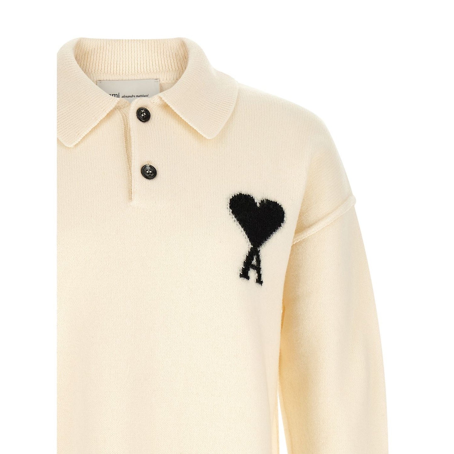 Ami Paris Bicolor Wool Polo Shirt