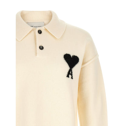 Ami Paris Bicolor Wool Polo Shirt
