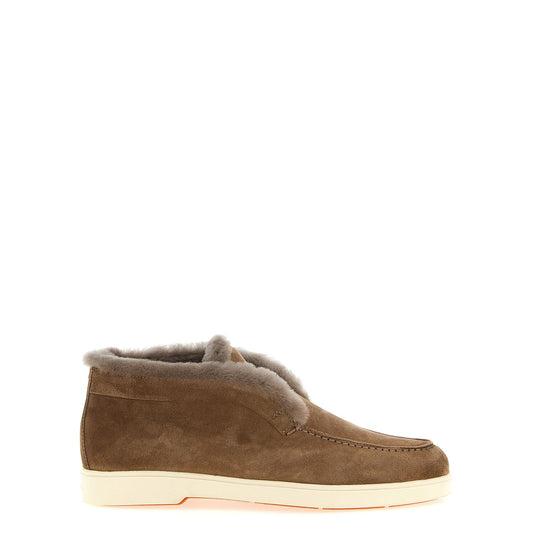 Santoni Brown Calfskin Ankle Boots