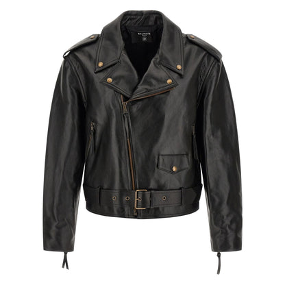 Balmain Black Calfskin Leather Jacket