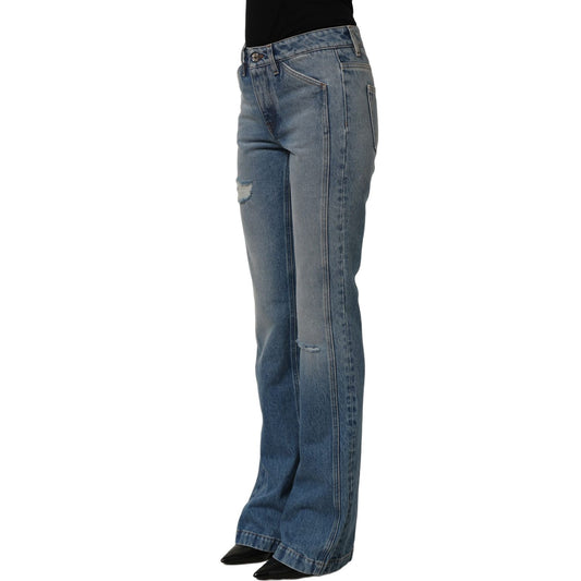Dolce & Gabbana Blue Cotton Boot Cut Denim Trouser Jeans