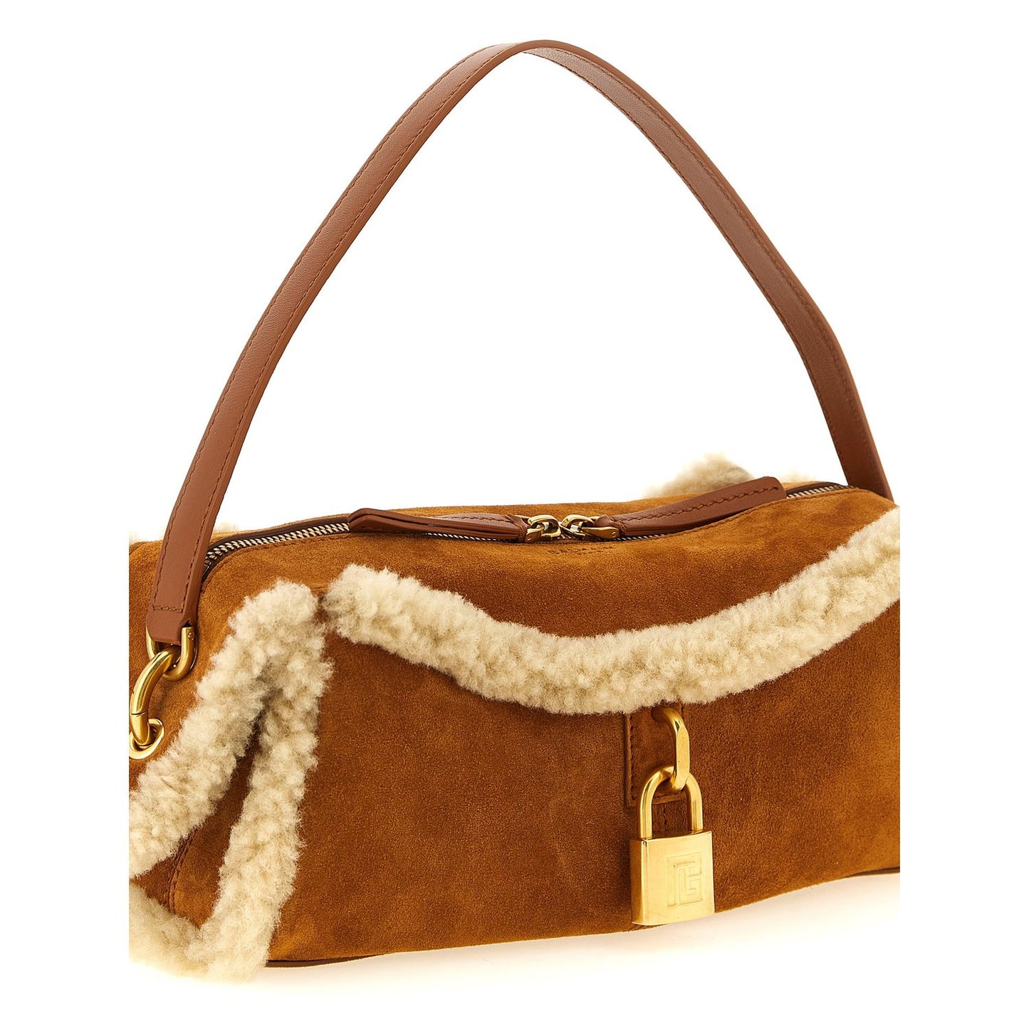 Balmain Brown Calfskin Shoulder Bag