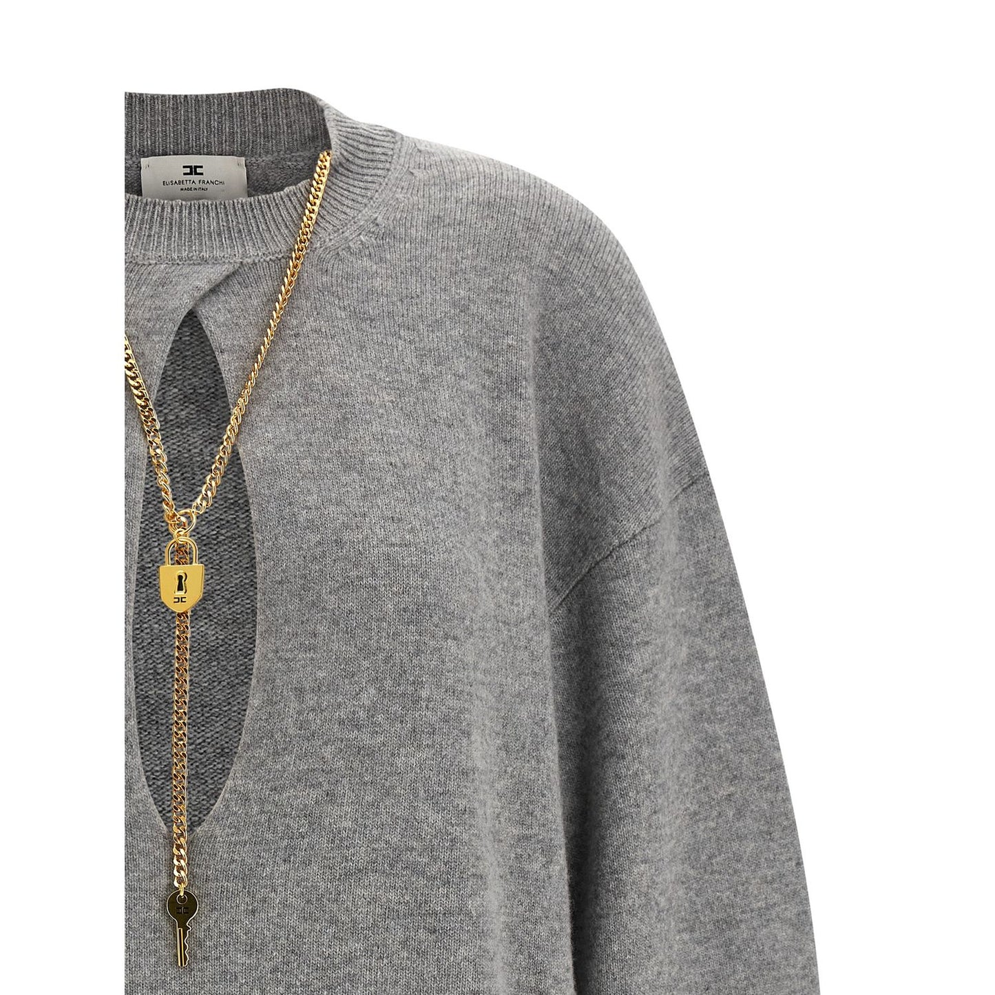 Elisabetta Franchi Gray Wool Short Dress