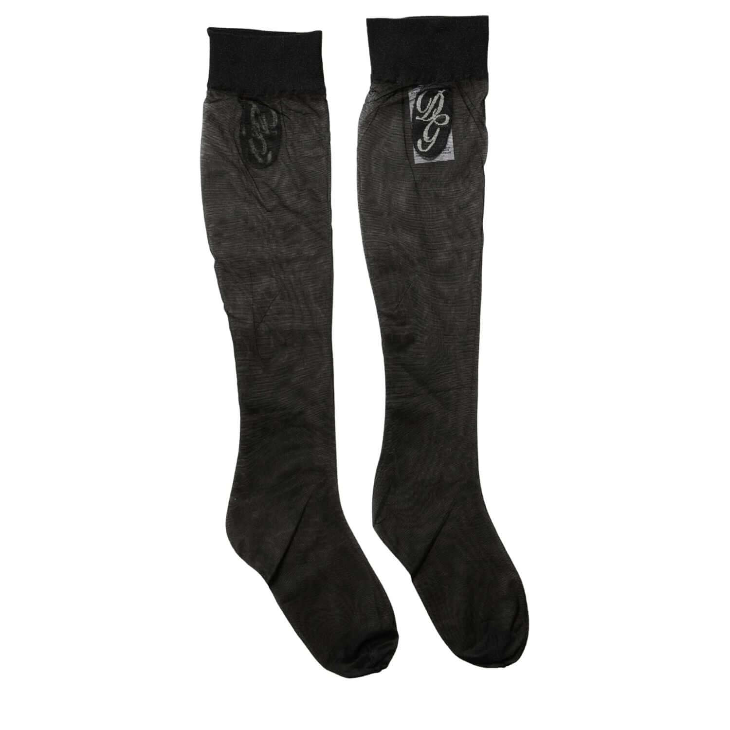Dolce & Gabbana Black Nylon Mesh Sheer Calf Long Accessory Socks