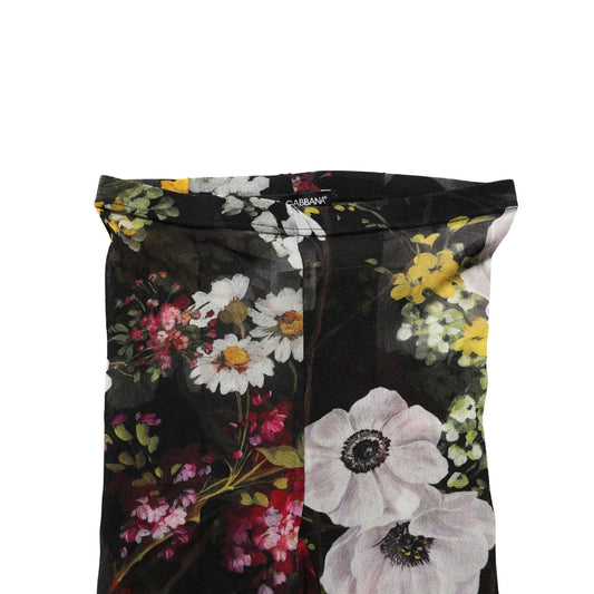 Dolce & Gabbana Black Nylon Floral Print Tights Stockings Socks