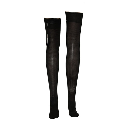 Dolce & Gabbana Black DG Logo Rhinestones Stretch Thigh High Socks