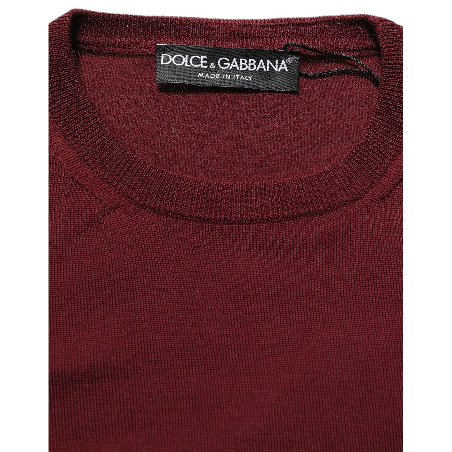 Dolce & Gabbana Maroon Wool Knitted CrewNeck Pullover Sweater