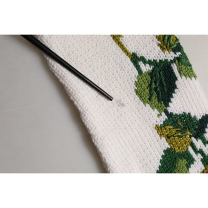 Dolce & Gabbana White Wool Floral Crew Neck Pullover Sweater
