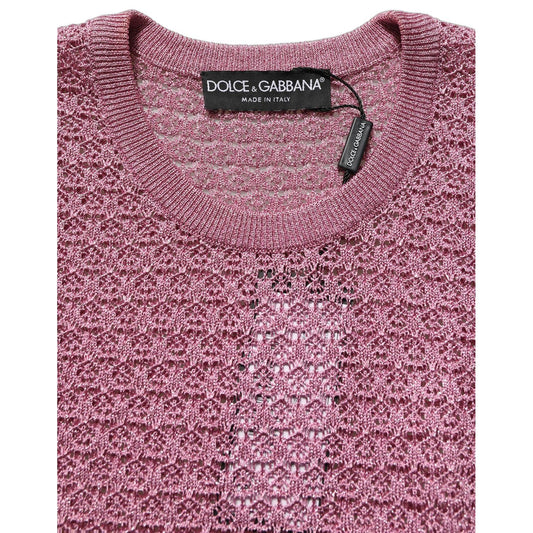 Dolce & Gabbana Pink Sheer Mesh Crew Neck Sleeveless Tank Top