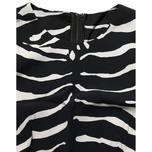 Dolce & Gabbana Black White Zebra Sleeveless Cropped Tank Top
