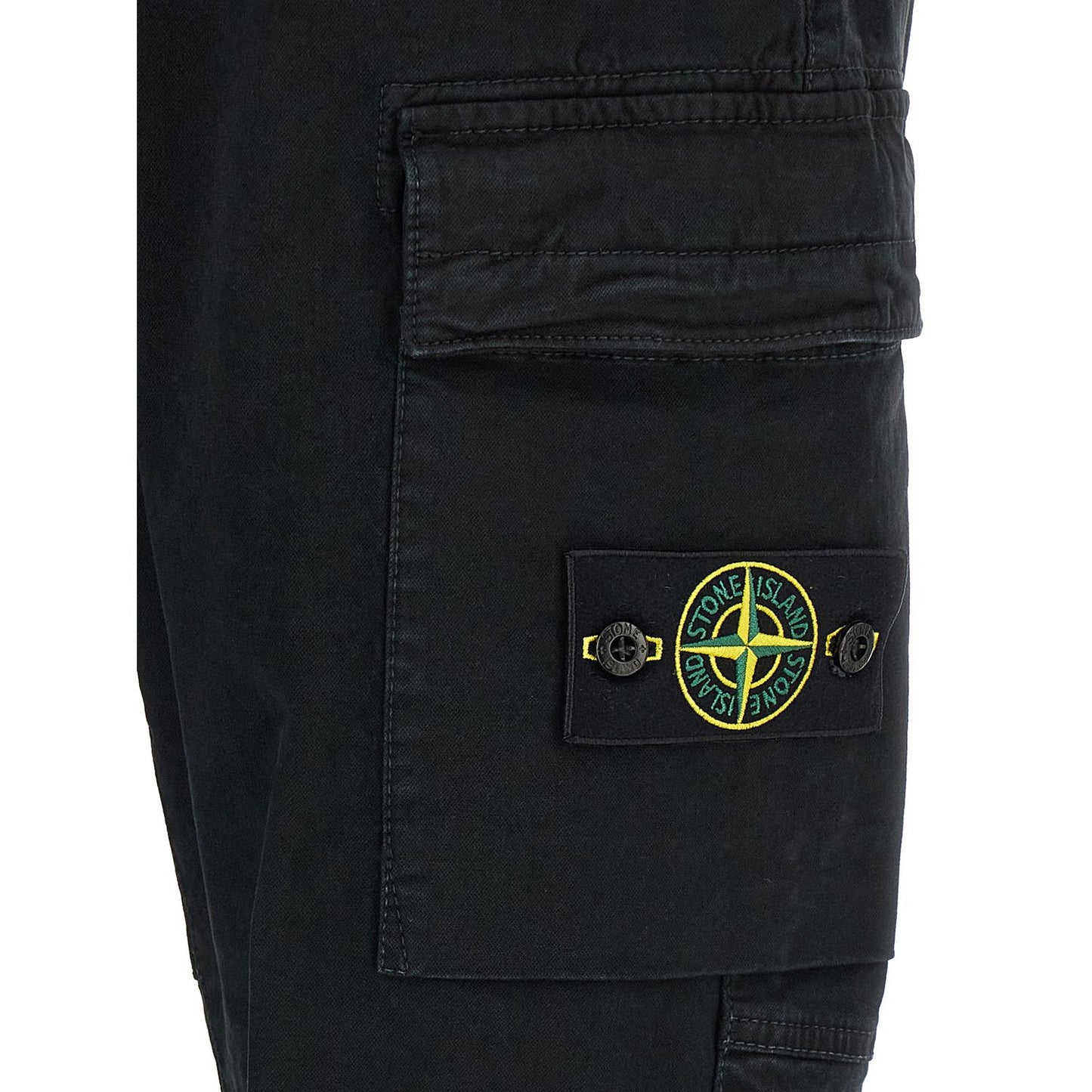 Stone Island Black Cotton Cargo Pants