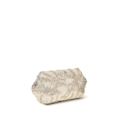 Brunello Cucinelli Beige Silk Clutch Bag