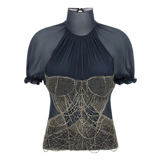 The Attico Blue Silk Tank Tops