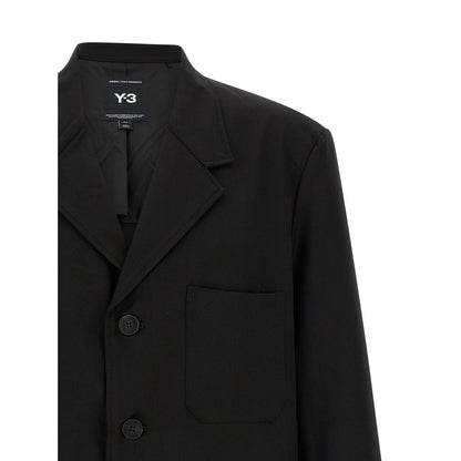 Y-3 Black Wool Full-Length Jacket