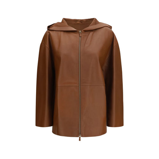 Max Mara Brown Lamb Ovis Aries Leather Jacket