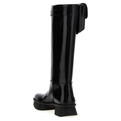 Prada Black Calfskin Over The Knee