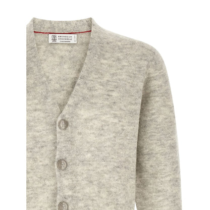 Brunello Cucinelli Gray Alpaca Leather Cardigan