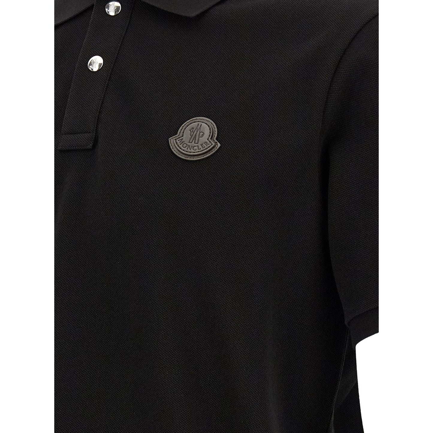 Moncler Black Leather Polo Shirt