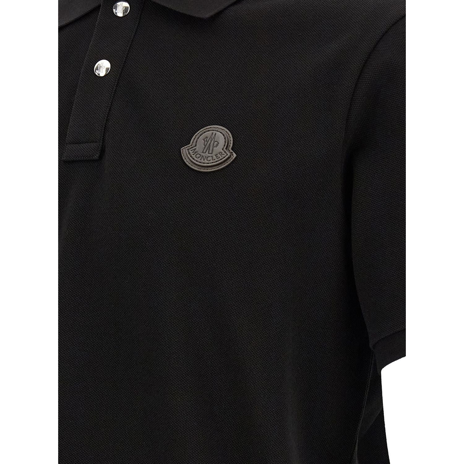 Moncler Black Leather Polo Shirt