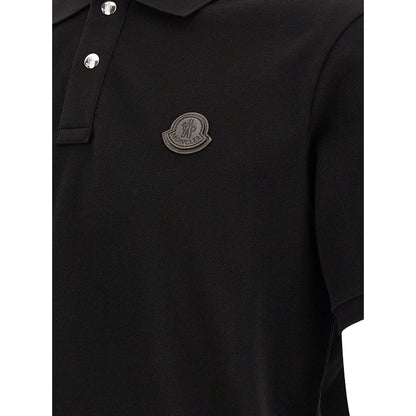 Moncler Black Leather Polo Shirt