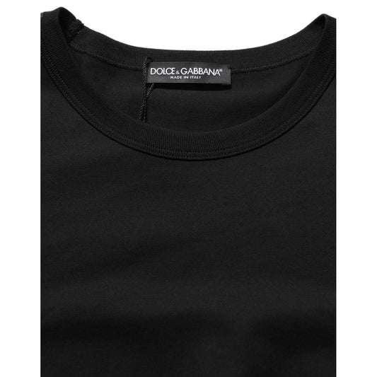 Dolce & Gabbana Black Cotton Crew Neck Short Sleeve T-shirt