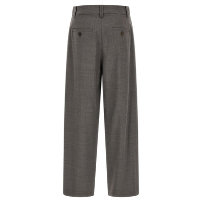 Brunello Cucinelli Gray Virgin Wool Cropped Pants