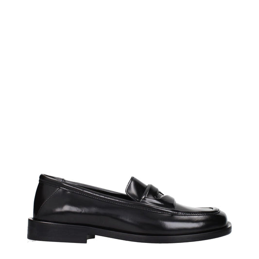 The Attico Black Leather Slip-On Loafers