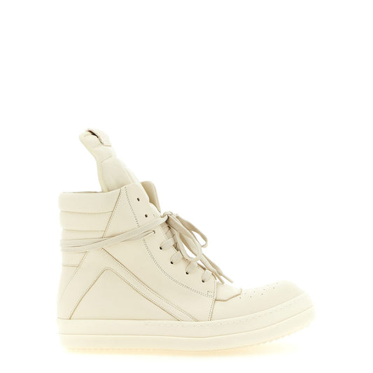 Rick Owens White Calfskin High Top Sneakers