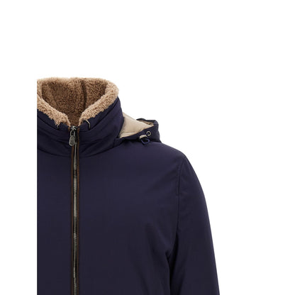 Brunello Cucinelli Blue Polyamide Full-Length Jacket